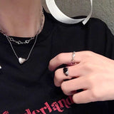 ダブルハートチェーンシルバーネックレス