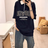 ネイビーハーフジップオーバーTシャツ