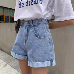 クラッシックロールアップショートデニムパンツ