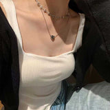 ダブルハートチェーンシルバーネックレス