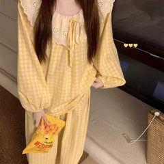 フラワーフリルギンガムルームウェア