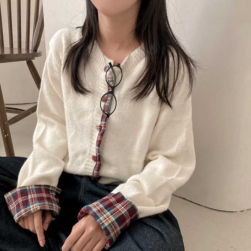 チェックアクセントカーディガン