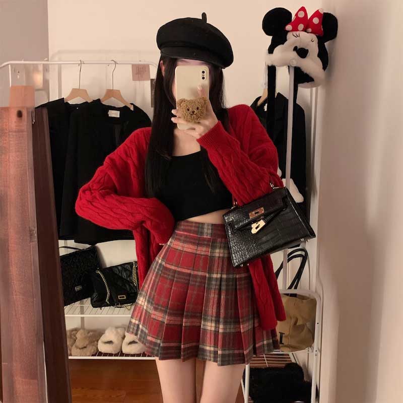 ウィンターチェックプリーツスカート