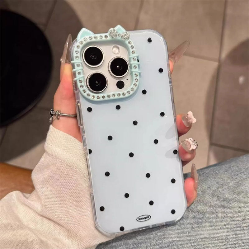 【iPhone17対応】カラードットキャットiPhoneケース