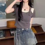 アレンジバックルレイヤードTシャツ