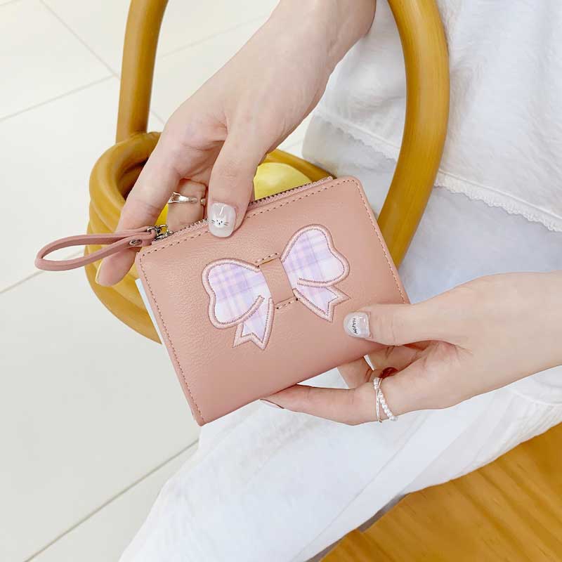 チェックリボンアイコンミニ財布