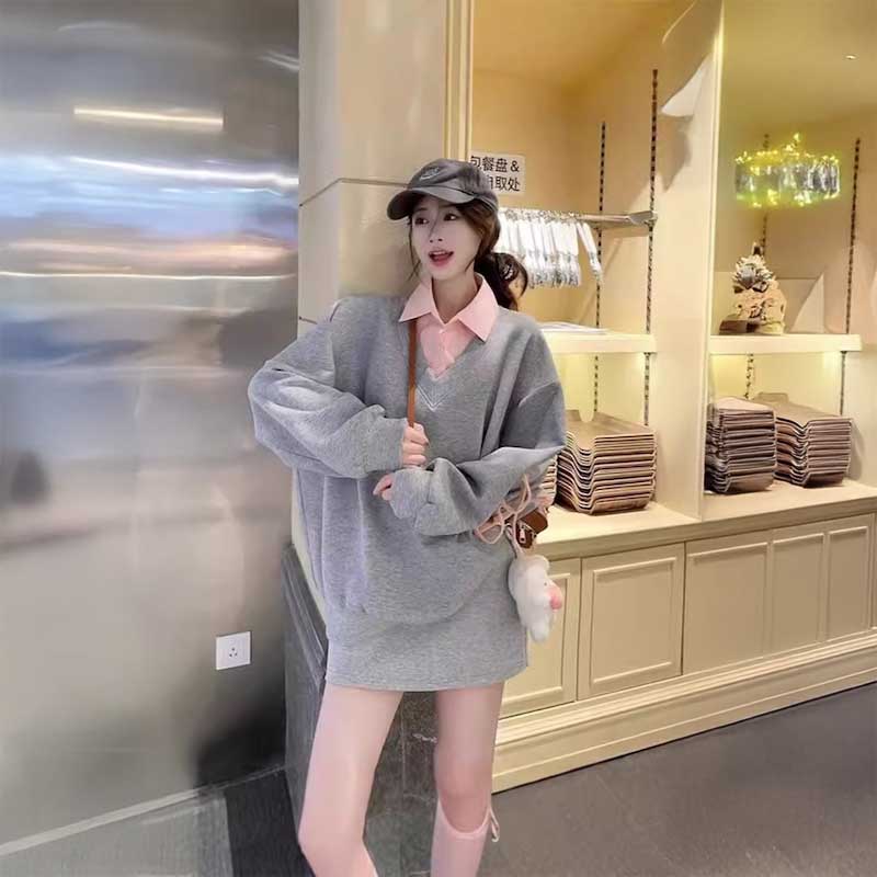 レイヤードシャツスウェット