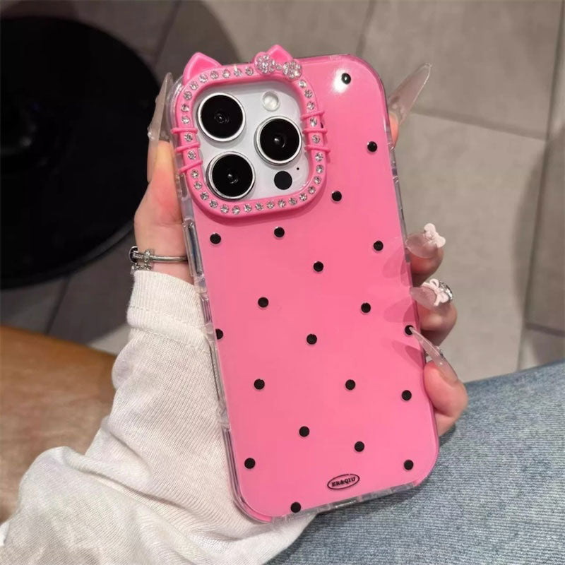 【iPhone17対応】カラードットキャットiPhoneケース