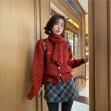 フレンチドットカーディガン&マフラーSET