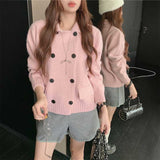 ダブルボタンニットカーディガン