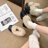 ファーレザーパンプス