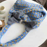 ボアチェックトートバッグ