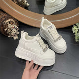 厚底ビジューレザースニーカー