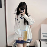韓国風ブルーホワイトベスト制服コーデ3点SET
