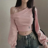 ワンショルダークロップドロゴスウェット