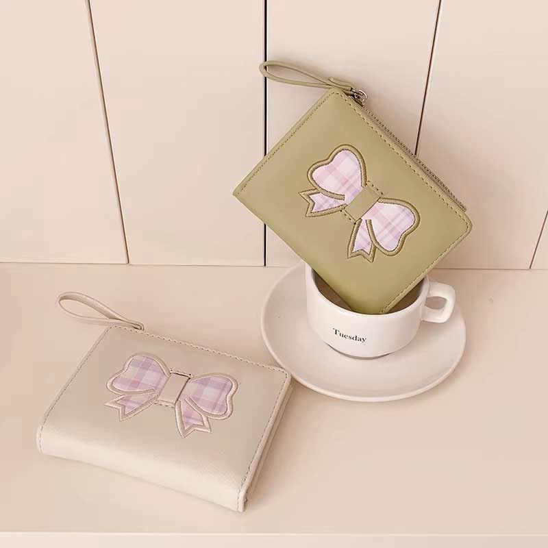 チェックリボンアイコンミニ財布