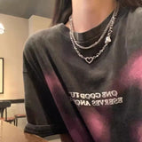 ダブルチェーンブラックハートネックレス