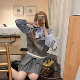 レイヤードベストボウタイシャツ