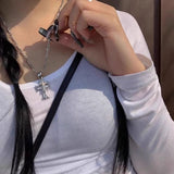 ダブルストーンクロスネックレス