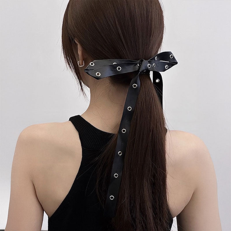 ストリートレザーリボンヘアクリップ