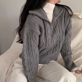 ハーフジップケーブルニット