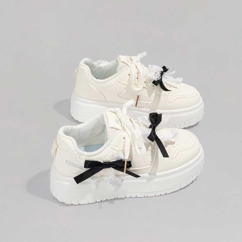 モノクロガールリボンスニーカー
