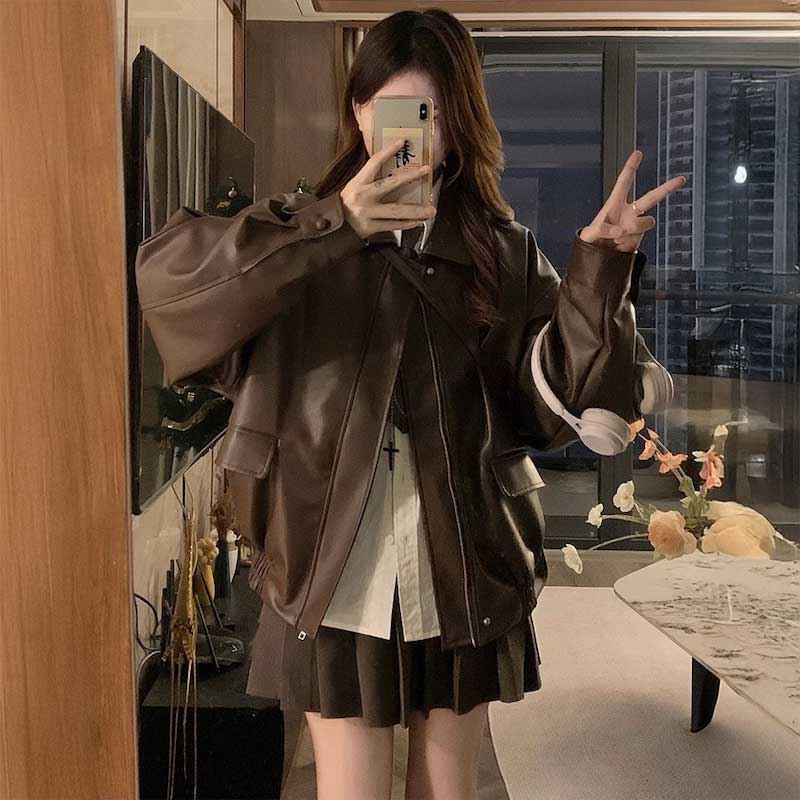 シンプルオーバーレザージャケット