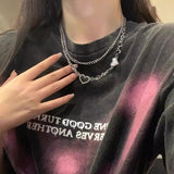 ダブルチェーンブラックハートネックレス