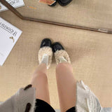 ファーレザーパンプス