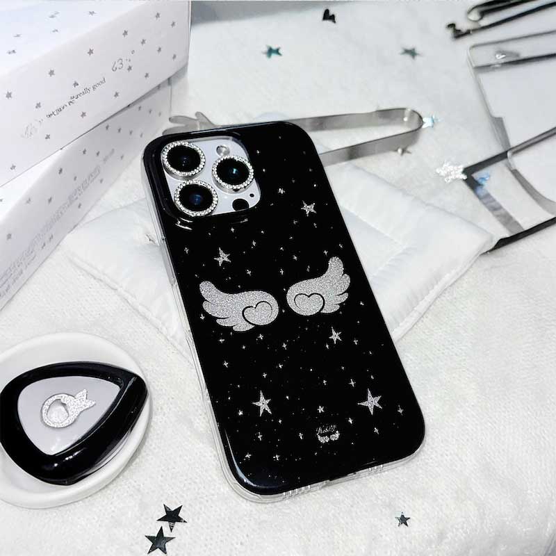 ラメスパークリングエンジェルiPhoneケース