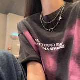ダブルチェーンブラックハートネックレス