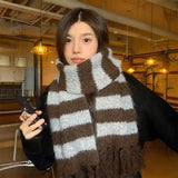 モヘアボーダーミドルマフラー