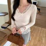 レースフリルリブトップス