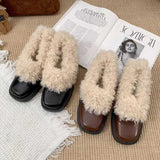 ファーレザーパンプス