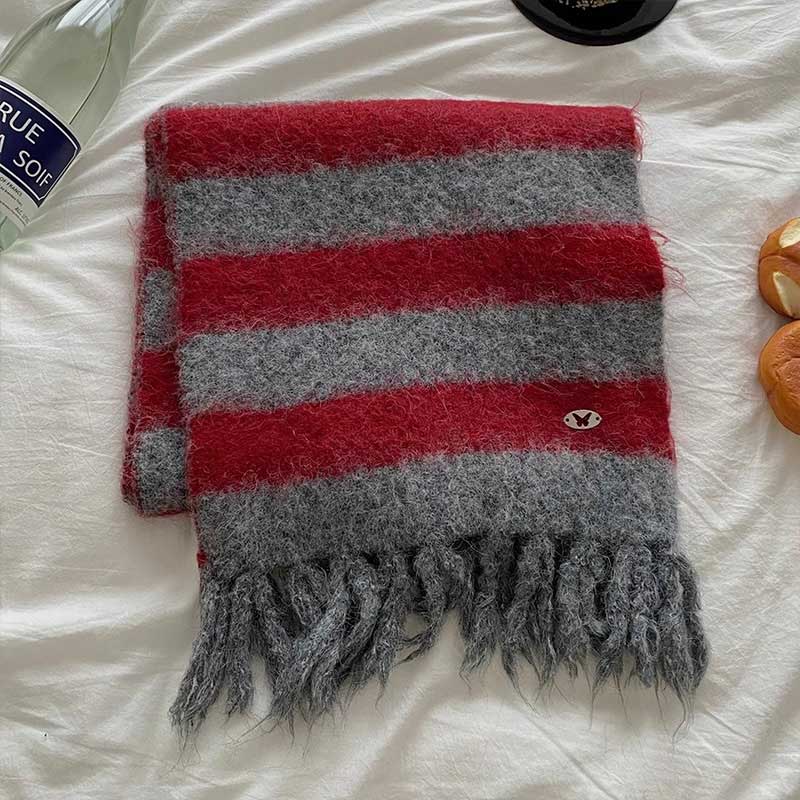 ワンポイントボーダーマフラー