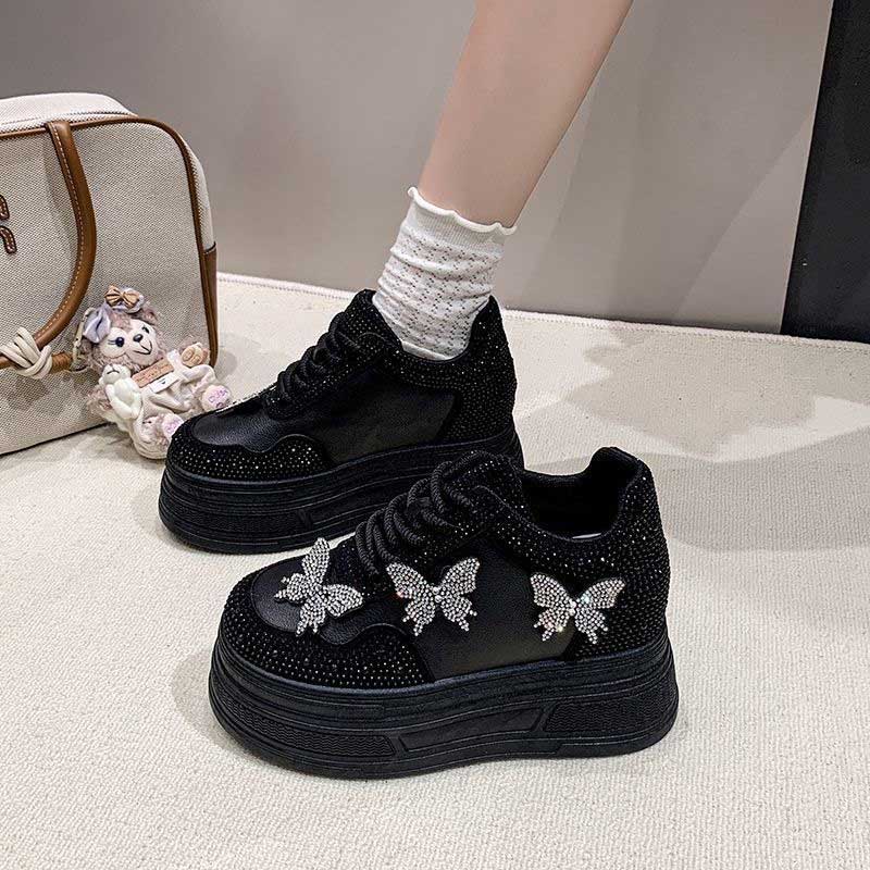 バタフライラインストーンスニーカー