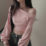 ワンショルダークロップドロゴスウェット