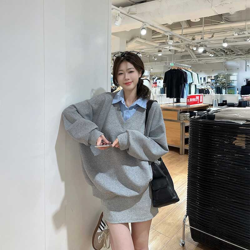 レイヤードシャツスウェット