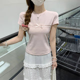 リボンラインレースTシャツ
