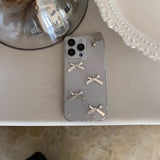 チャーム付きシルバーリボンiPhoneケース