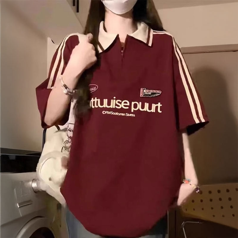 ハーフジップスポーツトラックユニTシャツ