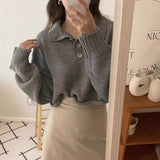 ボタンポロカットオフニット