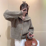 トグルボタンケーブルニットカーディガン