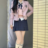 韓国風ピンクグレー制服コーデ5点SET
