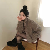 ハイネックボタンボアコート