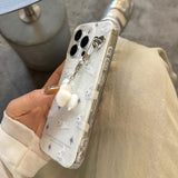 羽根チャーム付き白うさぎiPhoneケース