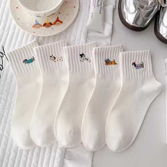ドッグ刺繍くるぶしソックス5点SET