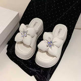 厚底フラワービジューサンダル
