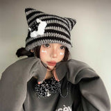 モノトーンスター猫耳ニット帽
