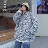 リバーシブルレオパードファーレザージャケット